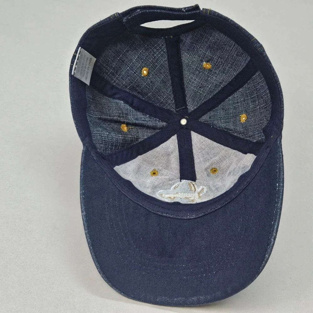 Denim Cowboys Baseball Cap Embroidered Logo Adjustable Strap Distressed One Size